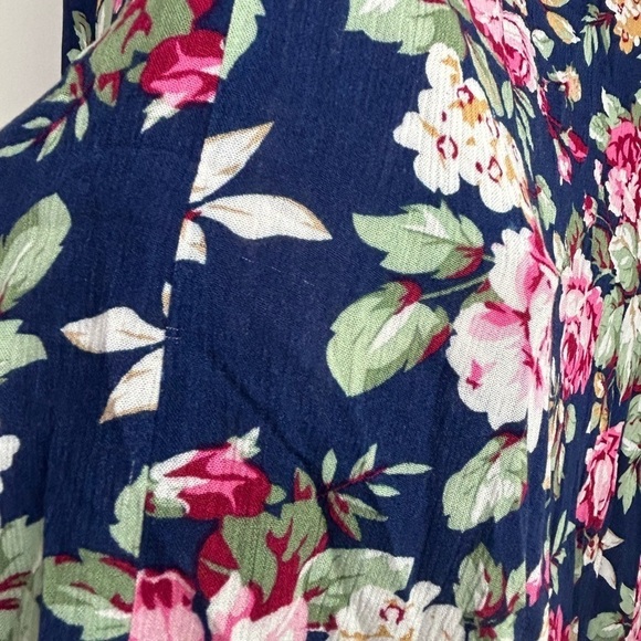 Umgee Usa Floral S Oversized Minimalist boho Flowy woven Long Sleeve Midi Dress - Picture 8 of 9